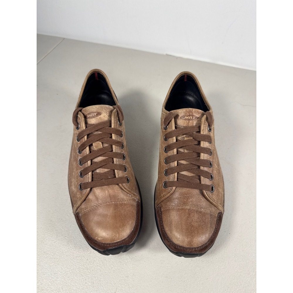 MBT Physiological Footwear Tan Brown Leather Suede Rocker Sole Sneakers. 7-7.5